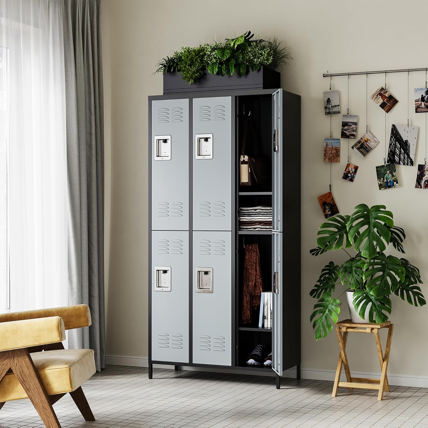 Metal Lockers for Employees-6 Door Storage Locker with Shelves and Lockable Steel Cabinet for School,Gym,Office,Staff (Gray, 6 Door)