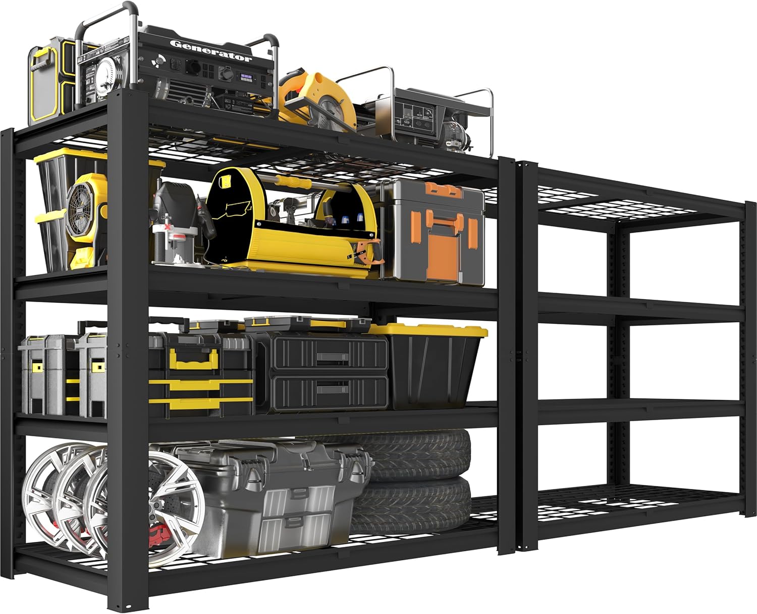 4-Tier Heavy Duty Wire Shelving Unit, Adjustable Garage Storage Rack for Warehouse, Basement & Pantry, 40"W x 20"D x 60"H, Black