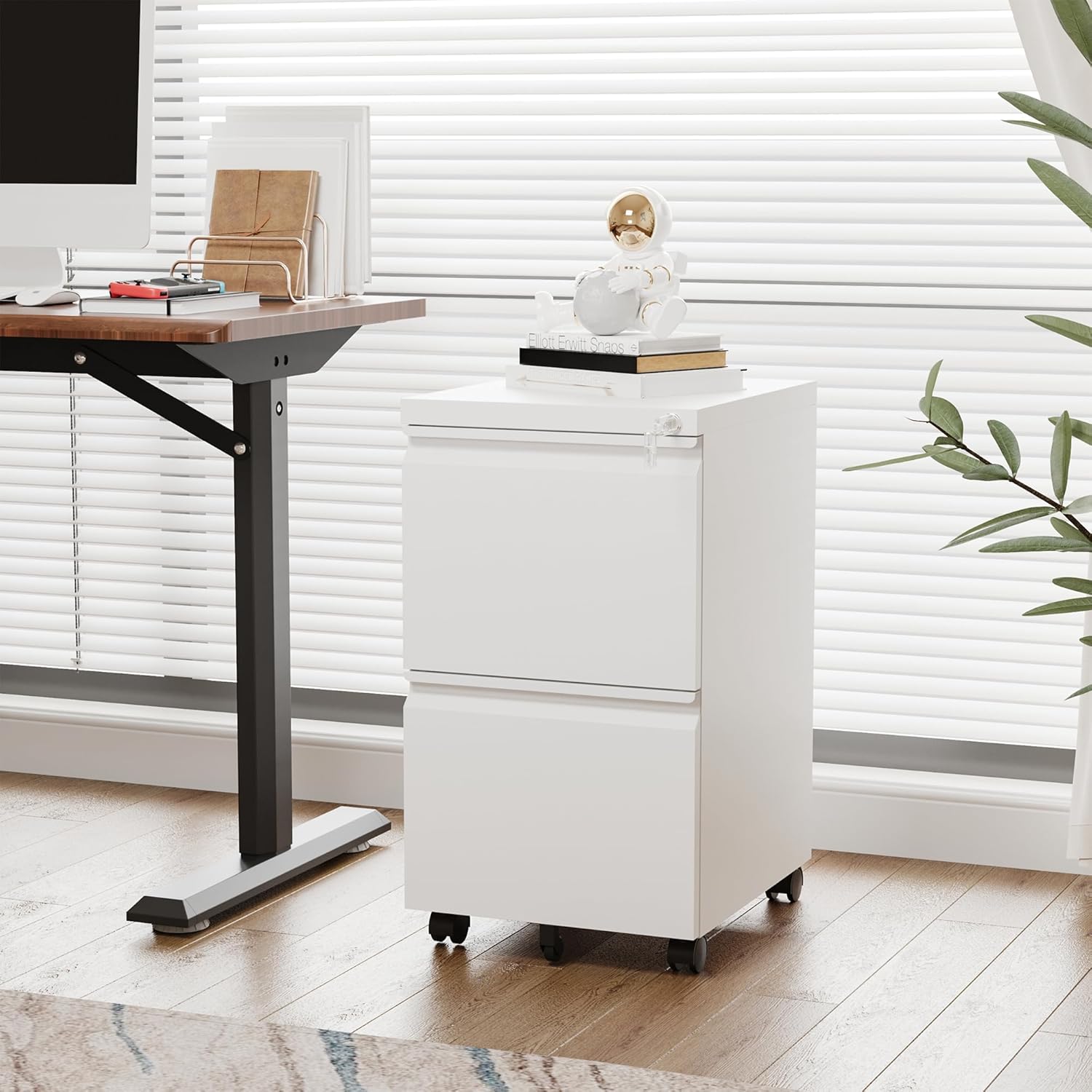 3 Drawer Mobile File Cabinet with Lock,Under Desk Metal Filing Cabinets for Home Office Organizer Letters/Legal/A4((Fully Assembled-Black)