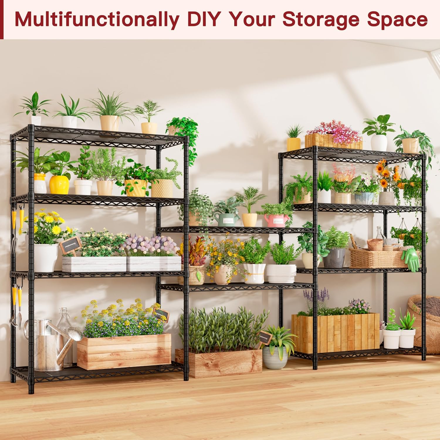 5-Tier Heavy Duty Wire Shelving Unit, Adjustable NSF-Certified Steel Storage Rack for Garage, Kitchen & Pantry, 35.5"W x 14"D x 72"H, Black