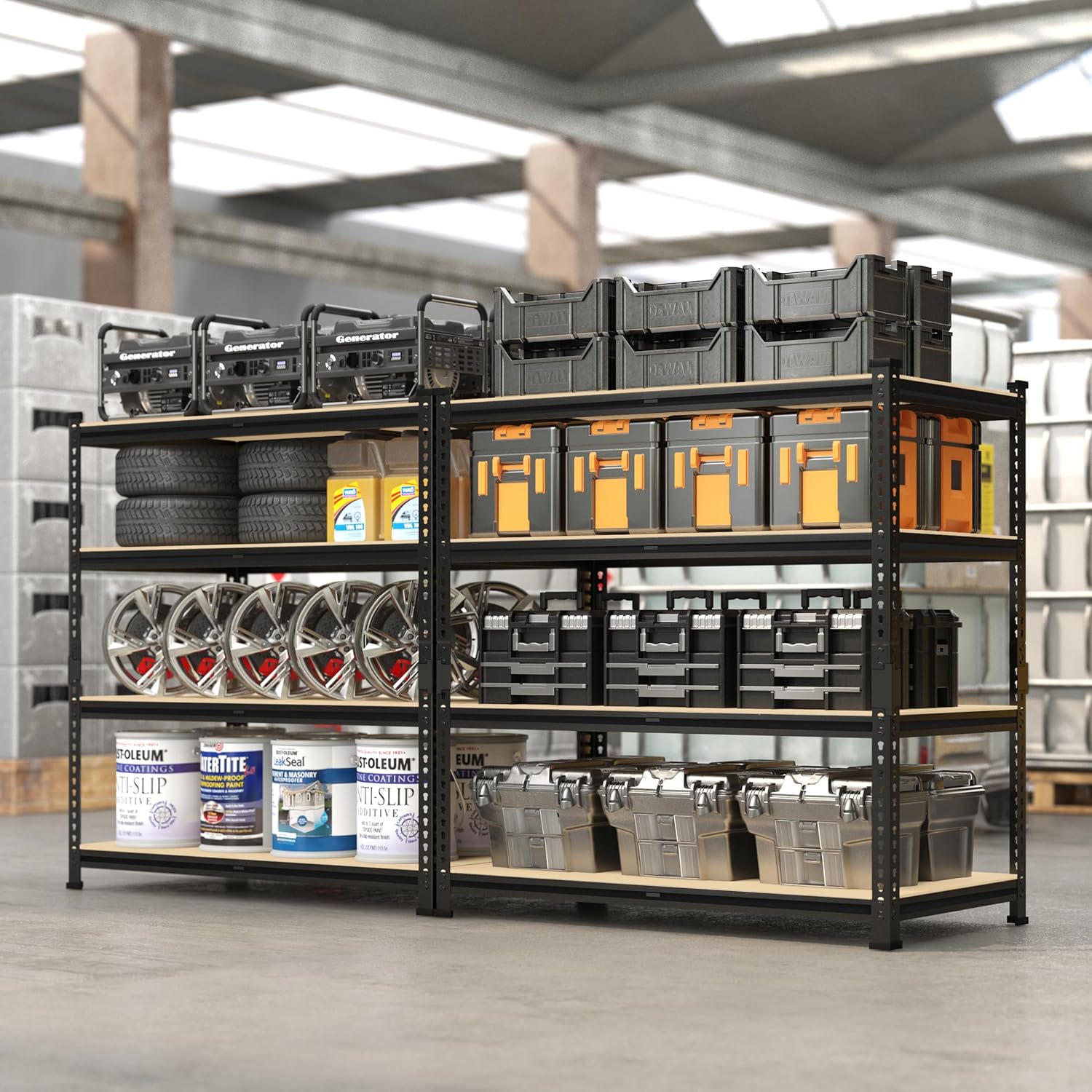 5-Tier Heavy Duty Metal Storage Shelving Unit, Adjustable Garage Utility Rack for Warehouse, Pantry & Closet, 47"W x 23.6"D x 71"H, Black