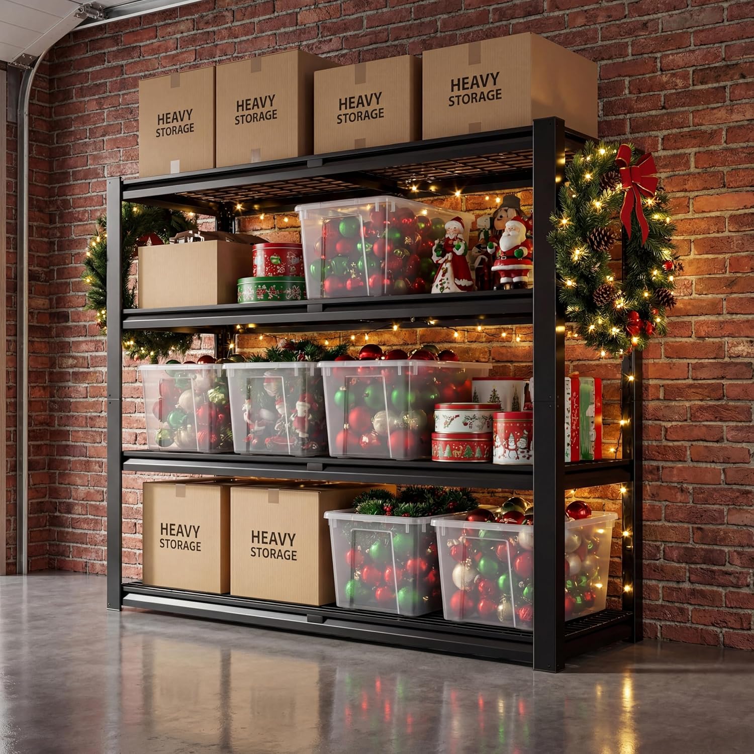 4-Tier Heavy Duty Metal Wire Shelving, Adjustable 2200 lbs Garage Storage Rack for Basement, Pantry & Warehouse, 40"W x 20"D x 60"H