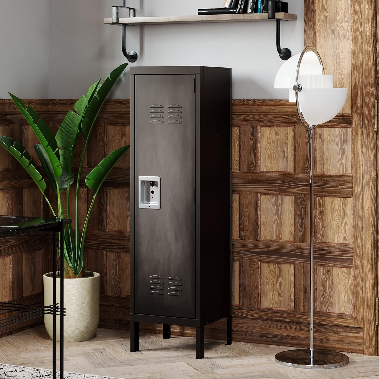 Metal Locker with Lock,55" Storage Cabinet Steel Retro Wardrobe with Lockable Doors for Home Office Employees School Dormitory Gym (1 Door)