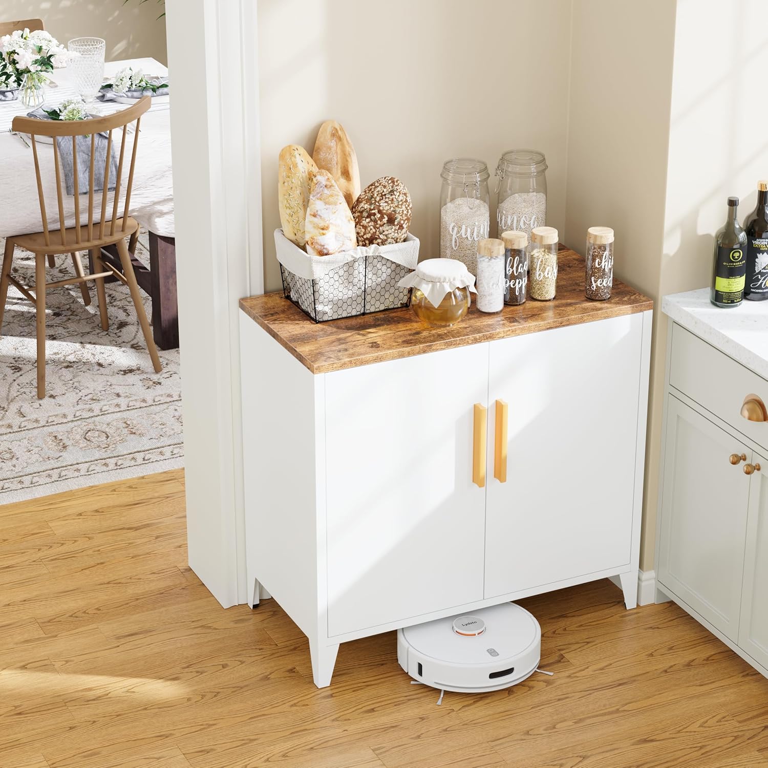 Metal Storage Cabinet with 2 Doors and Shelves 16" Dx 32" Wx30 H,Small Buffet Sideboard Short Cabinet for Kitchen Dining,Office Credenza Locker Modern Coffee Bar,Entryway Bathroom(Black)